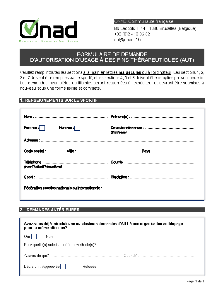 Liens vers Formulaire demande AUT (document PDF à télécharger)