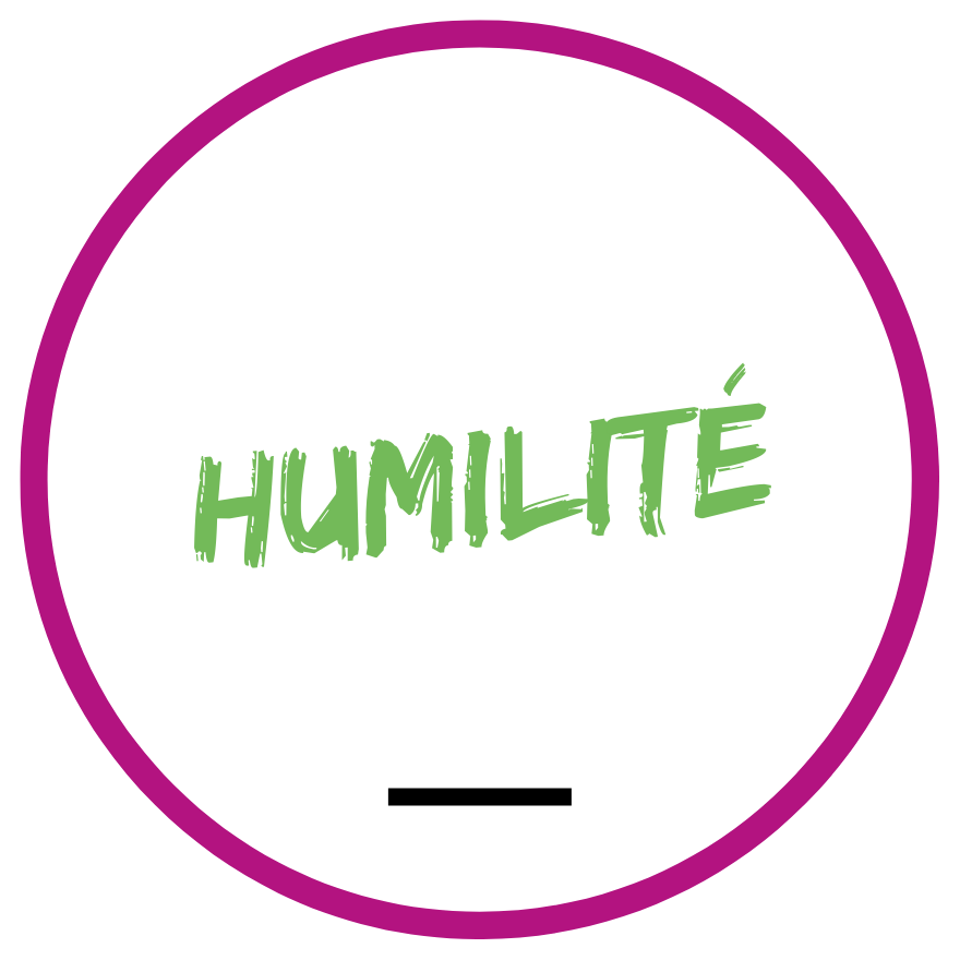 Humilité: Vision modeste de son succès et de ses réalisations. Reconnaître et avoir de la gratitude pour ses propres efforts ainsi que ceux que d'autres ont déployés pour connaître le succès ou réaliser ses objectifs.
