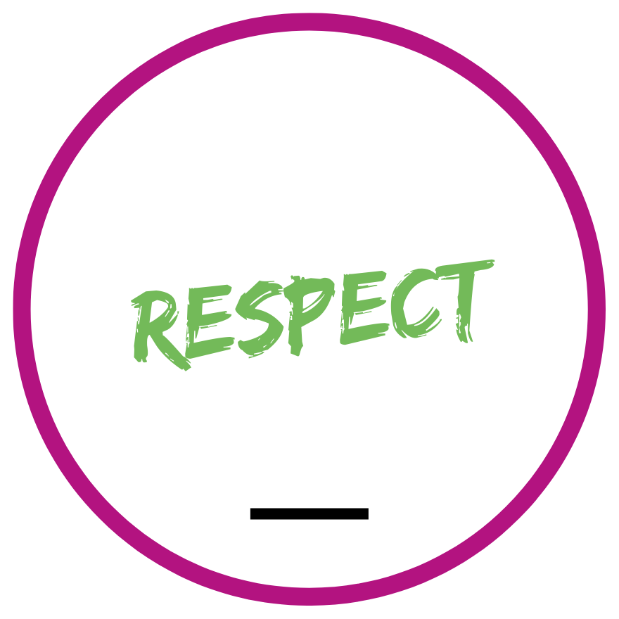 Respect: Traiter les autres comme on souhaiterait être traité. Prendre soin de soi-même et des autres, leur montrer de la gentillesse et honorer, accepter et suivre les règles.